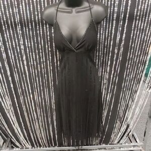 Beaded Black Slip Dress